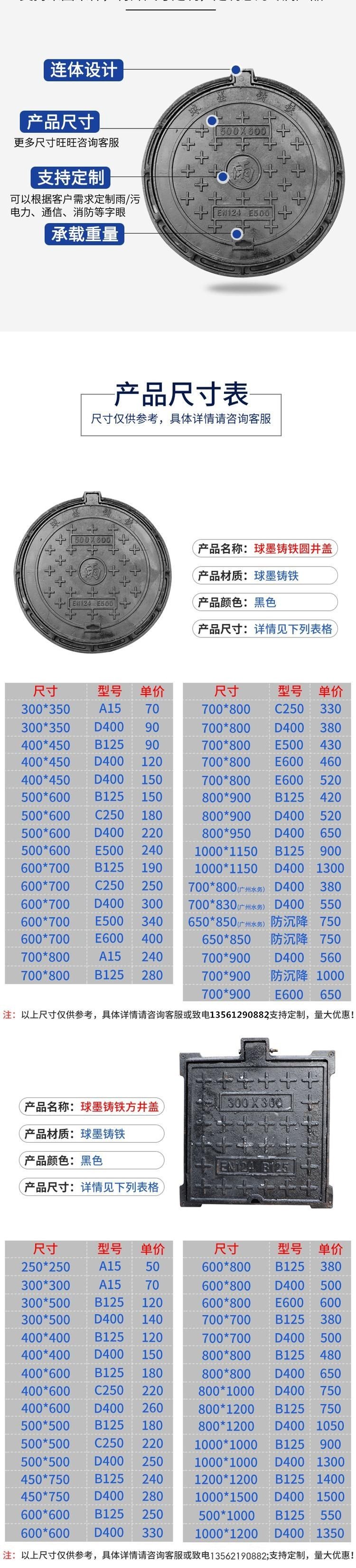方形球墨铸铁井盖源头好货用心做产品