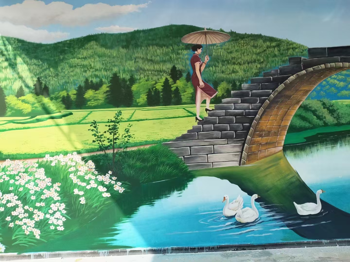 文化墙彩绘手绘墙绘画公司价格透明